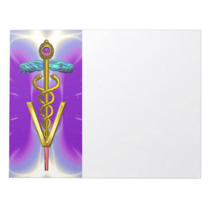 GOLD CADUCEUS VETERINARY SYMBOL, Purple Violet Notepad