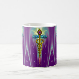 GOLD CADUCEUS , vibrant purple ametyst Coffee Mug