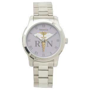 Gold Caduceus White Wings Registered Nurse RN Watch