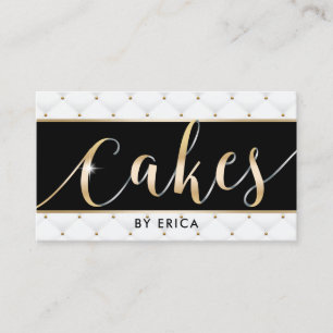 Gold Cake Typography Pastry Chef Luxury Bakery Business Card