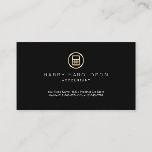 Gold Calculator Icon Accountant Business Card