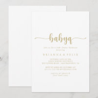 Gold Calligraphy BabyQ Baby Shower Barbecue