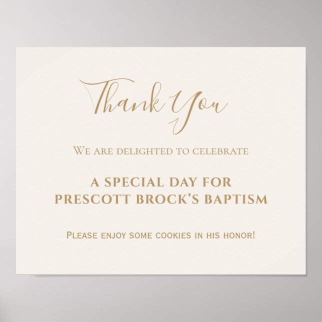 Gold Calligraphy Baptism Favour Poster (Front)