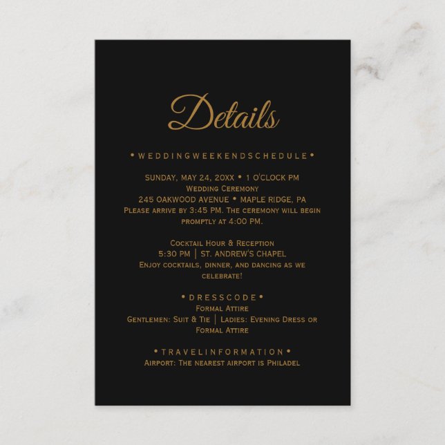 Gold Calligraphy Black Details Card (Front)