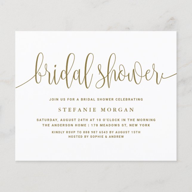 Gold Calligraphy Bridal Shower Invitation (Front)