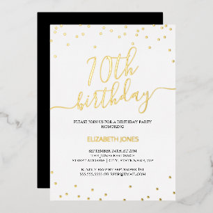 Gold Calligraphy Confetti 70th Birthday Party
