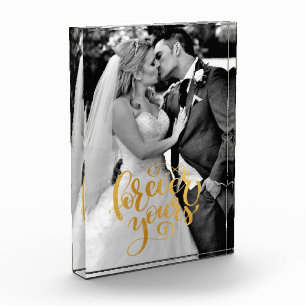Gold Calligraphy Forever Yours Wedding Memories Photo Block