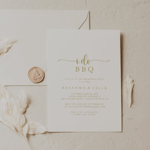 Gold Calligraphy I Do BBQ Engagement Party  Invitation
