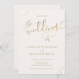 Gold Calligraphy | Ivory Wedding Invitation