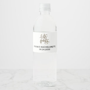 Gold Calligraphy Let’s Party Water Label