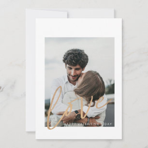 Gold Calligraphy Love Photo Valentine’s Day Card