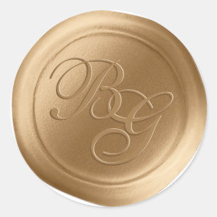 Gold Calligraphy Monogram Wax Seal Stickers