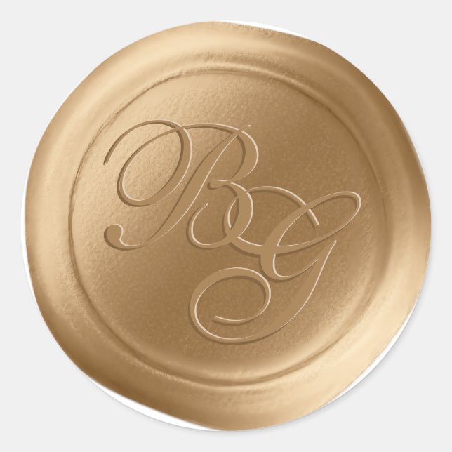 Gold Calligraphy Monogram Wax Seal Stickers (Front)