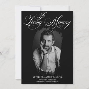 Gold Calligraphy Photo In Loving Memory Funeral In Invitation