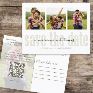 Gold Calligraphy Script Photo QR Code Budget  Announcement Postcard