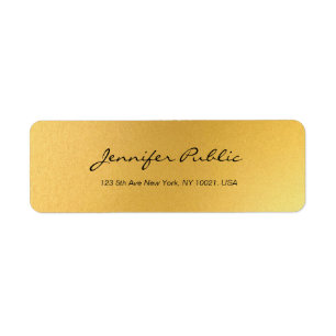 Gold Calligraphy Script Simple Elegant Template Return Address Label