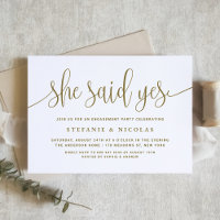 Gold Calligraphy She Said Yes Engagement
