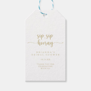 Gold Calligraphy Sip Sip Hooray Bridal Shower   Gift Tags