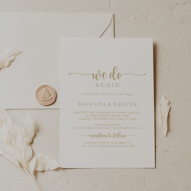 Gold Calligraphy We Do Again Vow Renewal  Invitation (Creator Uploaded)