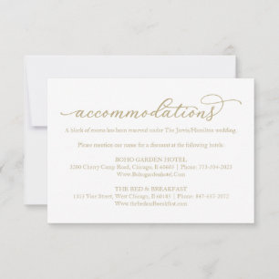 Gold Calligraphy Wedding Hotel Accommodations RSVP Card