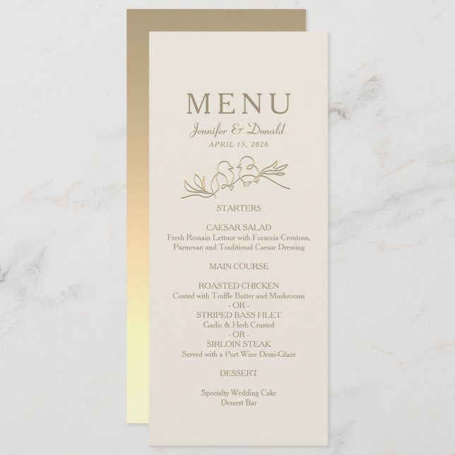 Gold Calligraphy Wedding Menu (Front/Back)