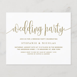 Gold Calligraphy Wedding Party Invitation