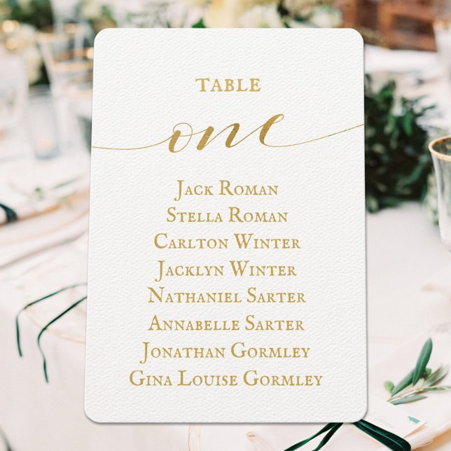 Gold Calligraphy Wedding Seating Chart Card (Creator Uploaded)