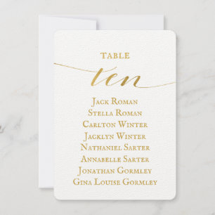Gold Calligraphy Wedding Seating Chart Ten Card