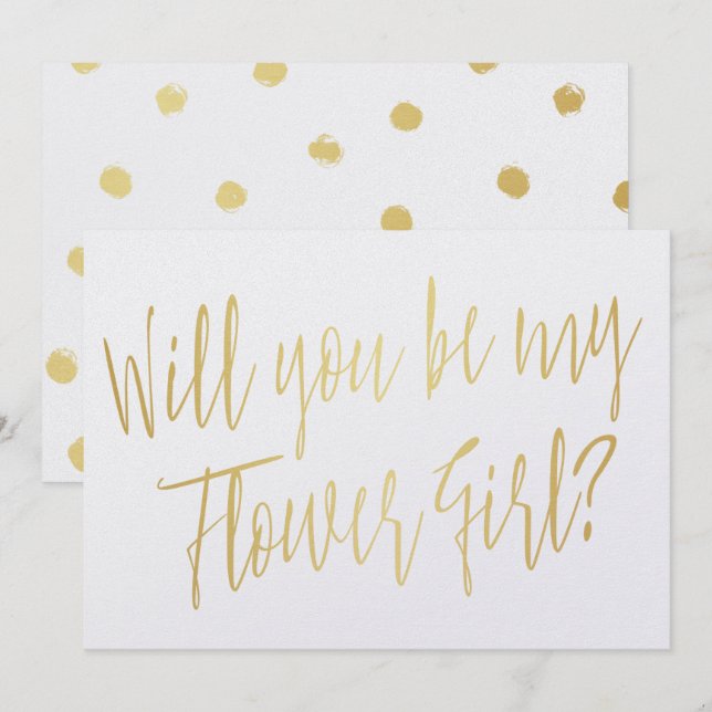 Gold Calligraphy "Will you be my flower girl" Invitation (Front/Back)