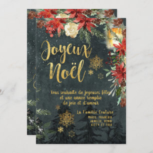 Gold Calligraphy Woodland French Joyeux Noel Card
