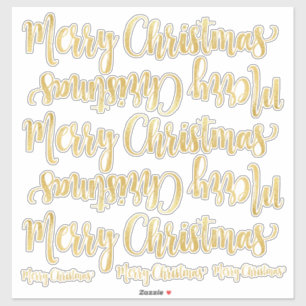 Gold Calligraphy Writing Merry Christmas Clear Sti
