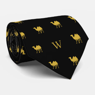 Gold Camel Humpday Monogram Initials Black Tie