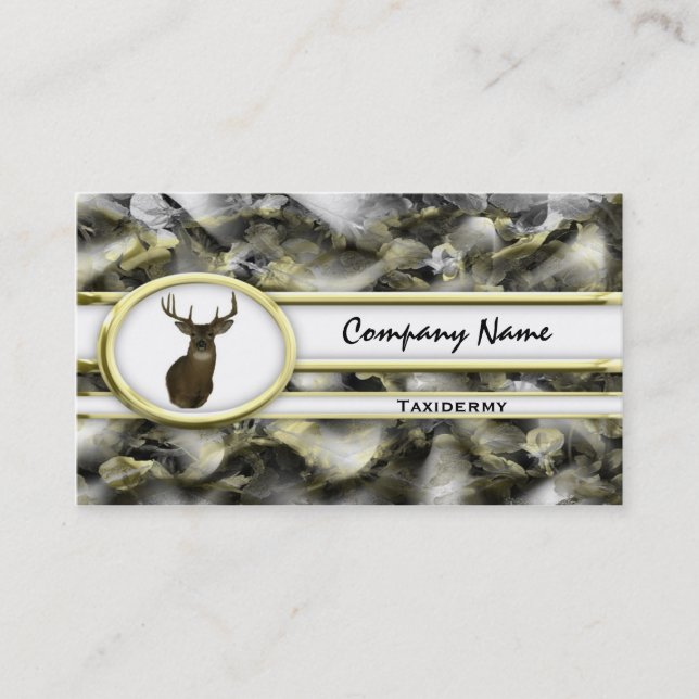 Gold Camouflage Deer Taxidermy Business Cards (Front)