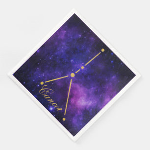 Gold Cancer Constellation on Dark Galaxy Napkin