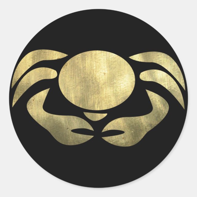 Gold Cancer Crab Classic Round Sticker (Front)