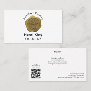 Gold Cancer Seal Coin & QR Code Astrology Business Card