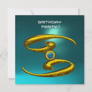 GOLD CANCER,Zodiac Birthday Jewel Aquamarine Blue Announcement