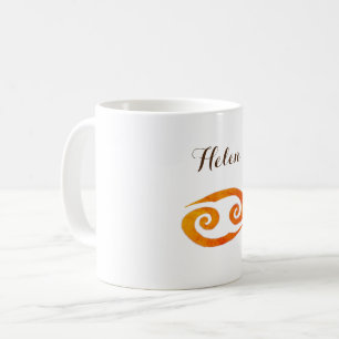 Gold Cancer Zodiac Sign Custom Name Coffee Mug
