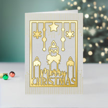 Gold Candle Sparkle Papercut Merry Christmas