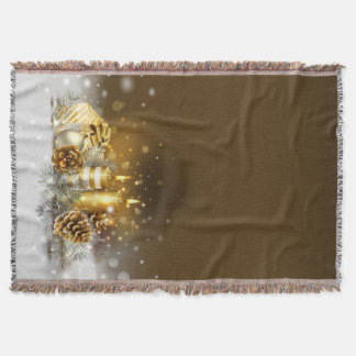 Gold Candles Christmas Elegant Holiday Home Decor Throw Blanket