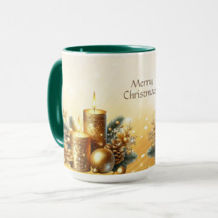 Gold Candles Christmas Holiday Mug