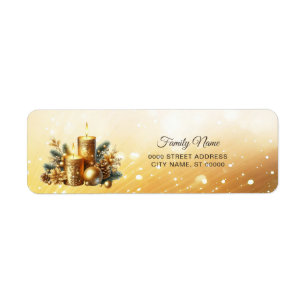 Gold Candles Christmas Holiday Return Address Return Address Label