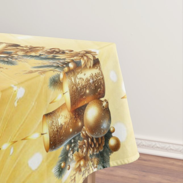Gold Candles Christmas Holiday Tablecloth (In Situ)