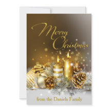 Gold Candles Merry Christmas Elegant Large Holiday