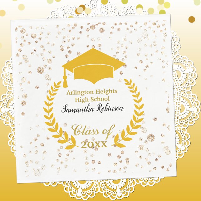 Gold Cap and Laurel Graduation Party Napkins (Creator Uploaded)