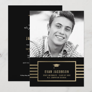 Gold Cap EDITABLE COLOR Graduation Announce Invitation