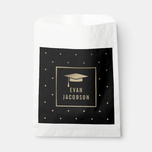 Gold Cap EDITABLE COLOR Graduation Favour Bags (Front)