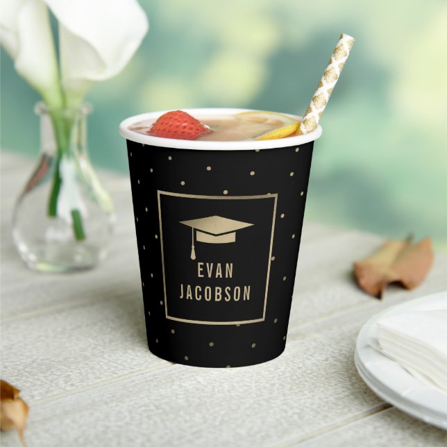 Gold Cap EDITABLE COLOR Graduation Paper Cup (Insitu)