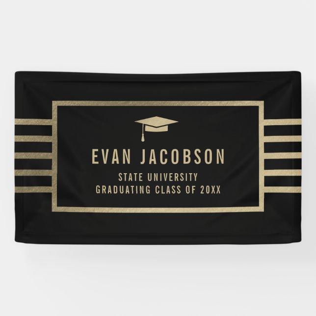 Gold Cap Editable Colour Graduation Banner (Horizontal)