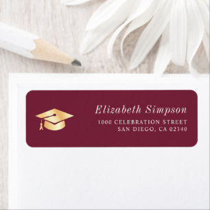 gold cap maroon graduation address label return address label